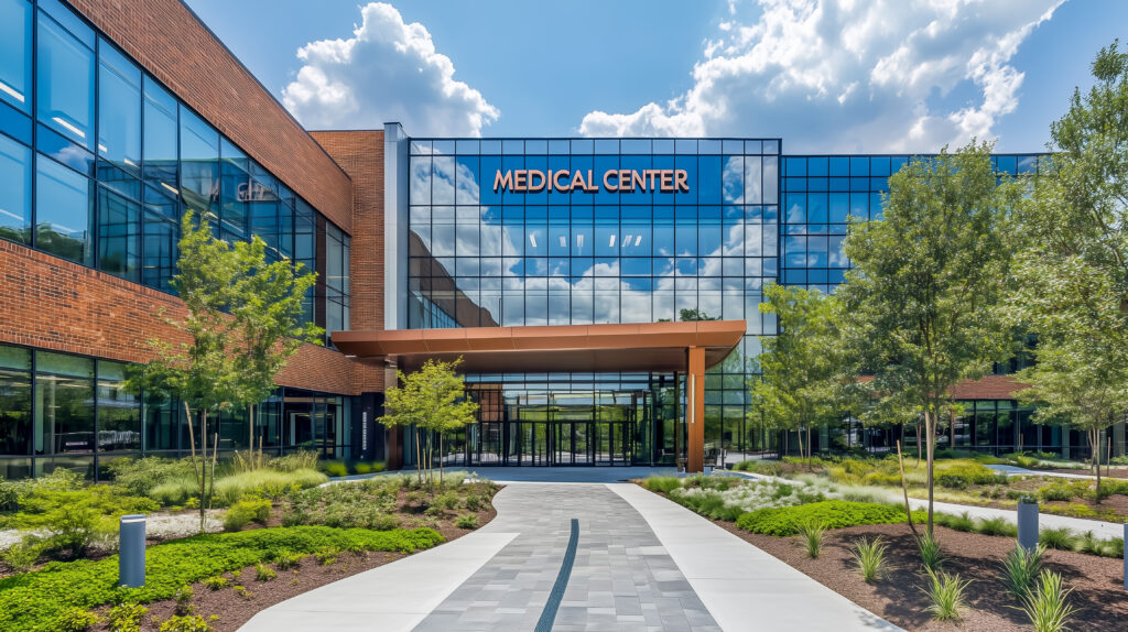 Exterior of a modern medical center building